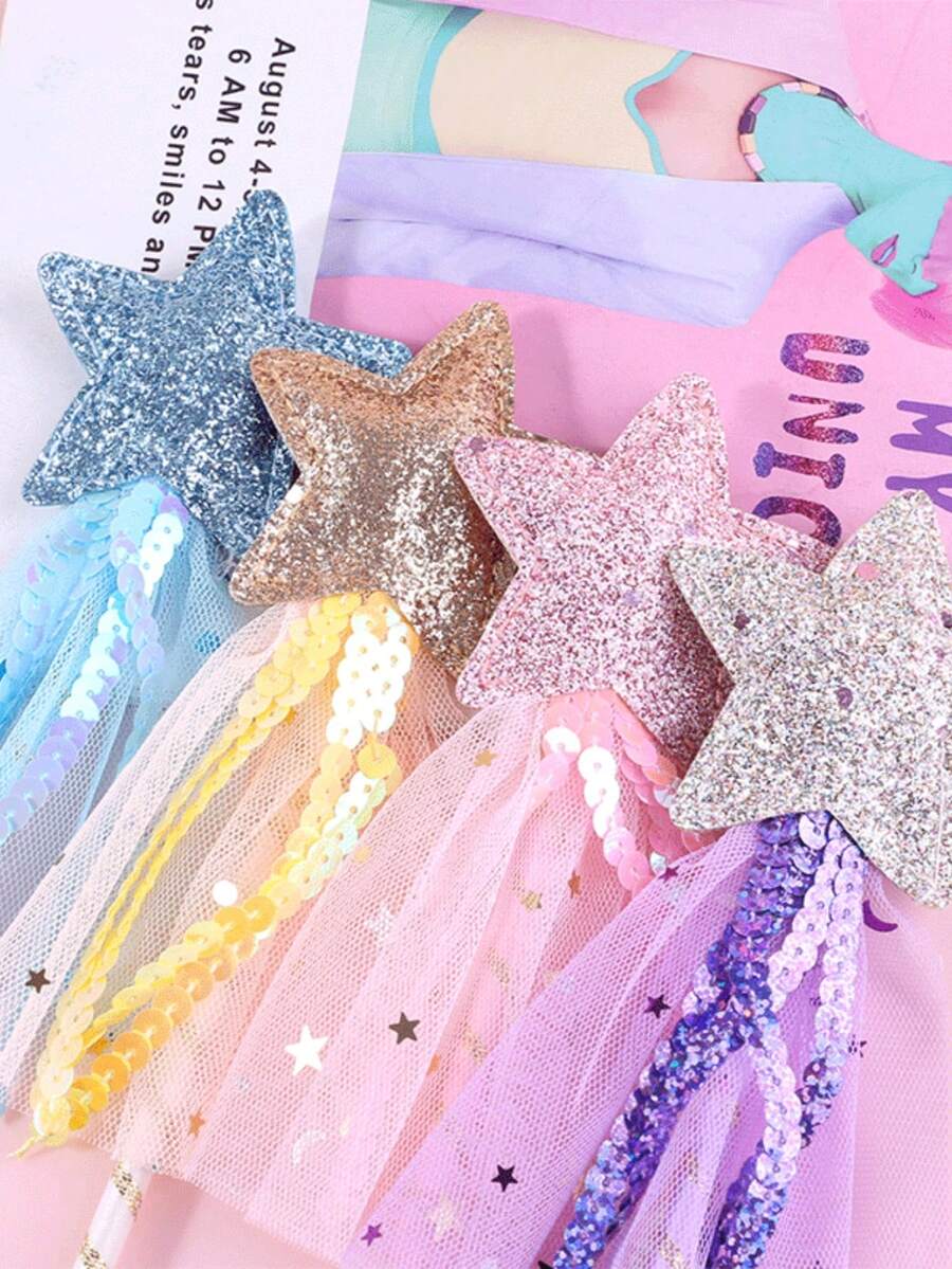 1 pieza/3 piezas/5 piezas Varita mágica, Varita de hada, Varita con estrella de brillo, Varita mágica, Accesorios para actuaciones de fiesta - Multicolor - Ver 1