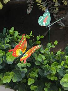 20pcs-Vibrant Glowing 3D Butterfly Garden Stakes - Butterfly Ground Stake For Outdoor Patio Planters, Patio, Flower Pots And Bonsai Glowing Colourful Decorations, Gardening Dress Up - Made Of Durable Polyvinyl Chloride, Valentine's Day Modern Home Decorations