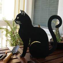 1/3 件万圣节吓人猫庭院标志，黑猫花园装饰，猫庭院装饰，猫 S 形剪影动物装饰花园桩，户外猫桩，用于庭院艺术、露台、草坪、花园装饰，适合猫爱好者 - 彩色 - 查看 5
