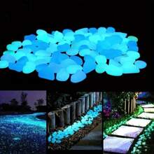 Resin Glow In The Dark Beads, Artificial Fluorescent Glowing Pebbles, Party Decorations, Suitable For Garden Path Decor, Landscape Lighting Stones, Party Decorations, Back To School Decor