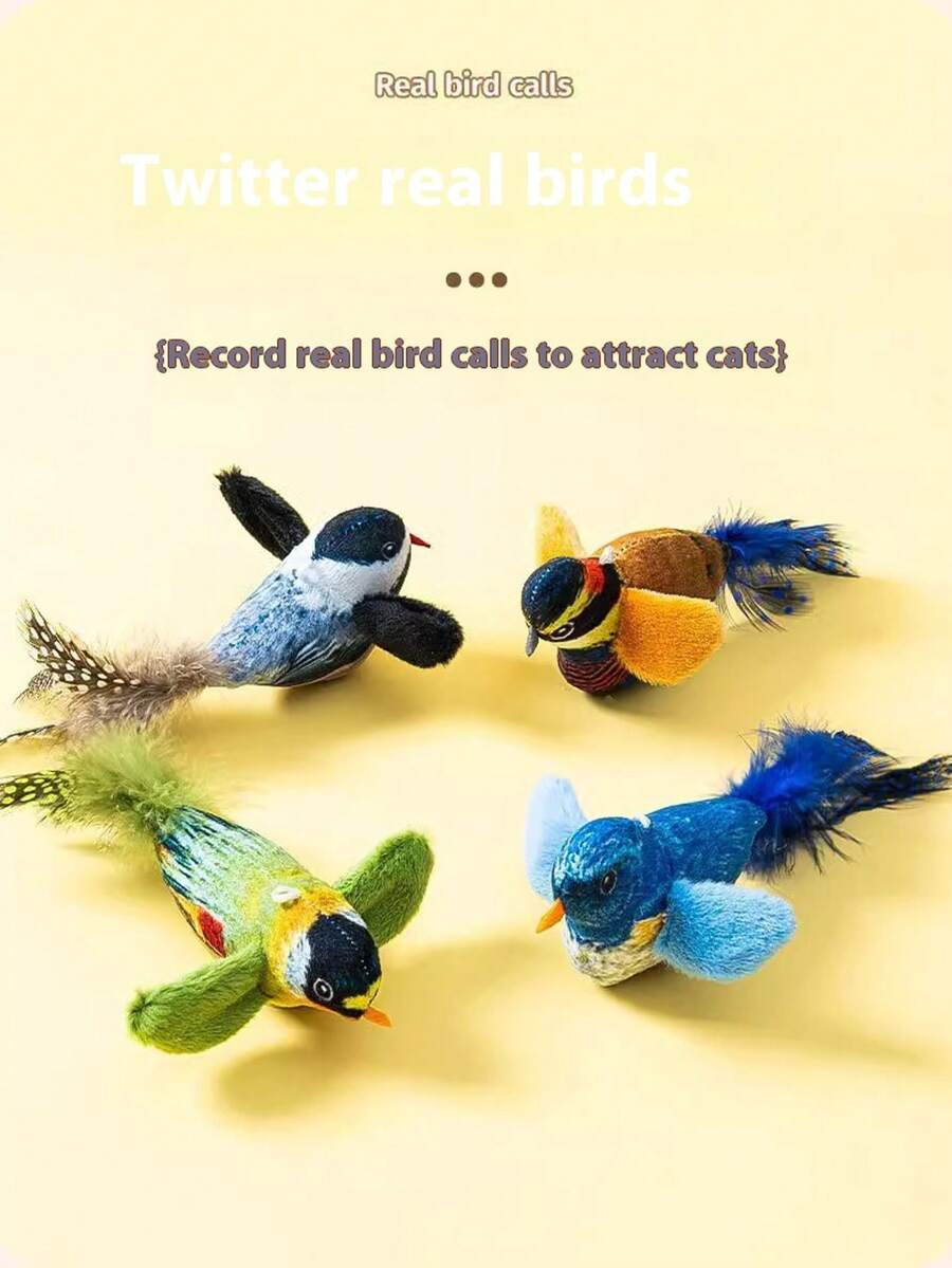 3pcs Realistic Singing Bird Toy, Elastic Hanging Self-Entertainment Cat ...