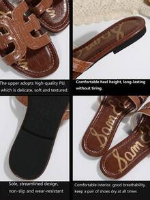 Dép bít mũi đế bằng sang trọng, kiểu dáng chữ H thời trang dành cho nữ, thích hợp để mang cùng váy, phù hợp cho hoạt động ngoài trời, đi biển và trang phục mùa xuân hè. - màu nâu - Xem 5