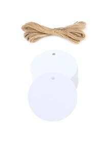 100PCS White Round Gift Tags, Kraft Paper Gift Tags With String Blank Hang Tags For Gifts Wrapping Craft Project Wedding Favors