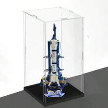 透明展示盒，带亮黑色底座，方便组装，防尘，适用于家庭存储、收藏品、纪念品、玩具、圣诞节、万圣节礼物 - 黑色 - 查看 4
