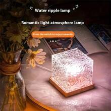 1pc Rotating Starry Sky Night Projection Light - 16 Color Remote Control USB Powered Round/Square Water Wave Atmosphere Lamp, With Birthday Gift, Bedside Bedroom Flame Aurora Shadow Mood Light, Night Light, Desk Lamp Functions