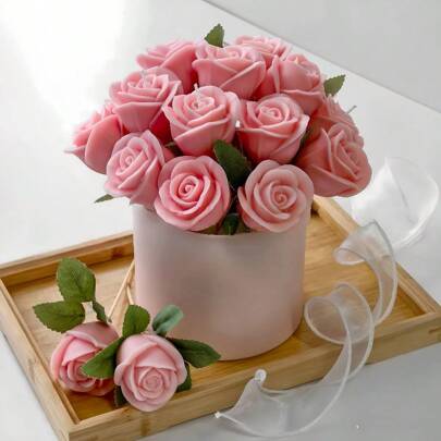 3 Styles Rose Flower Silicone Candle Mold, Creative Rose Bouquet Candle Wax Mold, DIY Handmade Candle, Soap, Epoxy Resin Craft, High Quality & Reusable