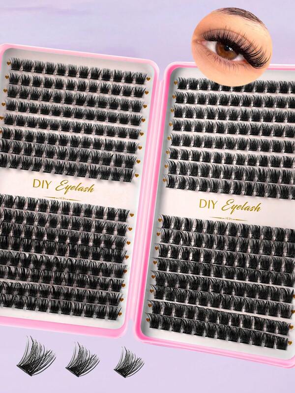 384pcs Individual Lashes Eyelash Book Clusters Extensions False Eyelash DIY At Home Cluster Eyelash Extensions Makeup