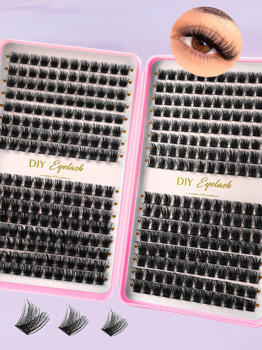 384pcs Individual False Eyelashes, Eyelash Book, Cluster Fake Eyelashes, DIY Home Eyelash Extension, Cluster Fake Eyelashes, Individual False Eyelashes, False Eyelashes