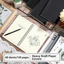Quaderno a spirale A5, pagine con griglia, adatto per ufficio, lavoro, scuola, forniture per l'aula, regali di fine anno (opzioni di copertina nera/carta kraft), una taglia, consegna casuale della copertina. Adatto anche per forniture scolastiche, stagione back to school. - Multicolore - Visualizzare 6