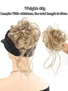 Synthetic Elastic Messy Bun Hairpieces Curly Scrunchie Black Blonde Brown Chignon Band Updo Donut For Women Natural Fake Hair - Multicolor - View 16