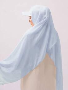 1 件女士即时头巾，优质针织头巾，纯色经典百搭阿拉伯时尚休闲棒球帽/头巾，适合日常防紫外线 - 淺藍色 - 查看 5