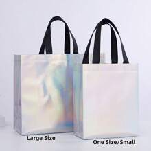 2pcs Size Small Reusable Gift Bags In Colorful Colors, Sparkling, Bridesmaids, Non-Woven Bags, Waterproof Laser Shopping Bags, Party, Good Stuff Bags, With Handles, Cheapest Items Available, Shopping Bags, Party Bags, Party Gift Bags, Tote Bags With Laser Film Aluminum Foil Shopping Clothing Advertising Tote Bags