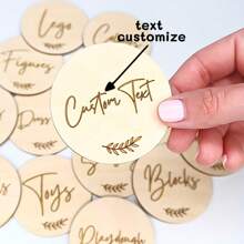 [定制] 1 件个性化木制玩具箱收纳标签，收纳箱标签，现代游戏室装饰，可定制卧室标牌，支持姓名定制，优质木制家居收纳