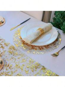 [Individuals metálicos] Conjunto de 100 jogos americanos descartáveis, 13 polegadas, redondo, malha metálica prensada, caminho de mesa de malha fina metálica para decoração de casa, mesa de jantar, casamento, festa de aniversário