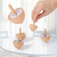 Set de 6 piezas de grandes trompos de madera giratorios, con diseños de frutas/animales, juguetes educativos clásicos para niños