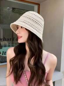 4 Colors Available, 2025 New Summer Hollow-Out Bucket Hat For Women, Breathable Thin Sun Hat, Stylish Bucket Sun Hat