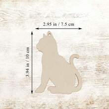 Unfinished Wooden Cat Shape Pieces, Natural Wood Cat Slices Craft, DIY Painting Decoration, Suitable For Hanging