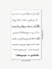 1pc Black English Phrase Fashion Tattoo Sticker, Waterproof And Sweatproof, Suitable For Individuals - Black - View 6