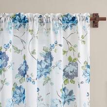 Blue Floral Curtains 84 Inch Length 2 Panels Set White Slub Textured Peony Flower Sheer Curtains For Living Room Rod Pocket Light Filtering Window Drapes For Office Bedroom Decor, 52x84 Inches Long - Blue and White - View 7
