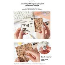 一盒36枚 幸运印章 木质印章 手册印章 跨境字母数字儿童印章 DIY手册印章 学校用品，返校 - 彩色 - 查看 10