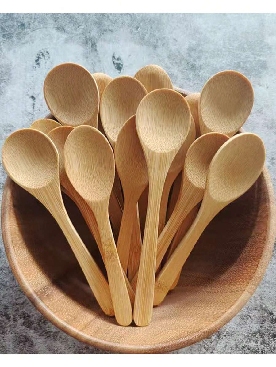 Natural Bamboo Spoons, Household Dessert Spoons, Ice Cream Spoons, Coffee Spoons,School Supplies
