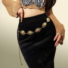Chain Belt 2025 Summer Fashion New Large Oval Carved Waist Chain - 銅色 - 查看 1