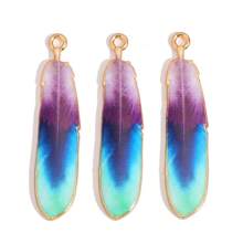 8pcs Mixed Bohemian Style Feather & Dye-Print Metal Small Pendants For Women's Bracelet, Earring, Necklace, Dream Catcher, Keychain