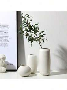 1pc Ceramic European Vase, Plain Vase, Simple Brushed Vase, Home Soft Decoration, Home Vase Decoration, Home Single Products