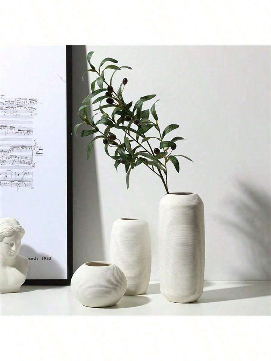 1pc Ceramic European Vase, Plain Vase, Simple Brushed Vase, Home Soft Decoration, Home Vase Decoration, Home Single Products