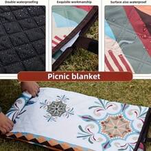Portable Outdoor Picnic Blanket - Lightweight Polyester Beach Mat With Fashionable Geometric Design, Suitable For Camping, BBQ, Hiking And Travel, Camping Accessories