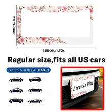 1PC Cherry TreeLicense Plate Holder, Colored License Plate Frame, Rust Proof And Waterproof Front And Rear License Plate Covers, 2-Hole Nut Set, Automotive Parts Label Holder Suitable All Vehicles - 12x6 Inch - View 2