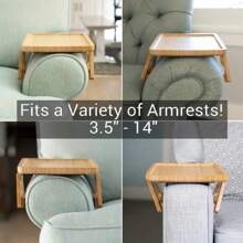 1pc Bamboo Foldable Sofa Armrest Tray, Clip-On Sofa Side Table, Portable Small Spaces Side Table - No Assembly Required, Ideal For Home Entertainment, Home Decor ,Rome Decor And Birthday Gifts