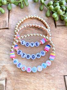 1pc Personalized Colored Name, Letter, Text Bracelet, Vibrant Color Birthday Party Gift, Back To School Gift, Suitable For Teens