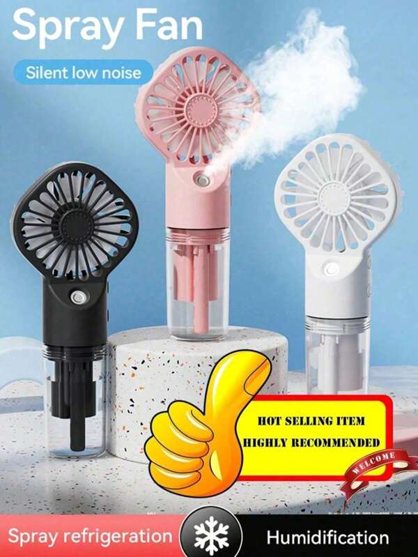 AIR 1 Latest Portable Hand-Held Spray Fan, Rechargeable Battery-Powered Spray Water Mist Fan Foldable, 4-Speed, Small Personal Cooling Fan, Suitable For Outdoor, Travel, Cosmetics, Home, Office, Camping.
