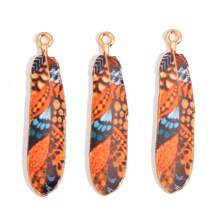 8pcs Mixed Bohemian Style Feather & Dye-Print Metal Small Pendants For Women's Bracelet, Earring, Necklace, Dream Catcher, Keychain
