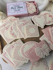 30 piezas/Caja Blocs de notas con relieve simple y creativo, material de manualidades DIY, regalo para fiestas, papelería personalizada para scrapbooking, esencial para volver a la escuela - Rosa - Ver 3