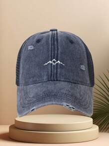 1 Stück "SPORT" waschbare Baseballkappe mit Mesh, Berg-Muster Wandern einfache und lässige Kappe, modisch retro weich schweißableitend verstellbare Größe leicht UV-Schutz multifunktionale Dad Cap, geeignet für Outdoor-Sport, Alltag, Partys und Urlaub, ein perfektes Geschenk für Familie und Freunde