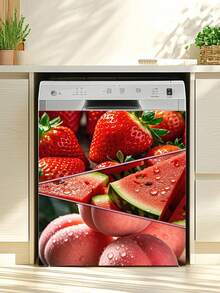 2 件/套 66 厘米 X 58.5 厘米自粘可移除 PVC 装饰墙贴，水果樱桃西瓜柠檬图案自粘贴纸适用于厨房墙壁、洗碗机、冰箱墙纸房间装饰墙面装饰卧室客厅装饰