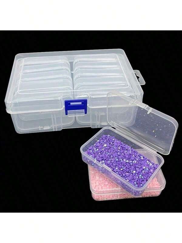 11Grids 1 Set DIY Beading Rhinestone Paint Crafts Transparent Plastic Storage Box, Art Embroidery Rectangular Describe, Multifunction Portable Jewelry Accessories Display Box, Parts Tools Small Items Sorting Box Back To School