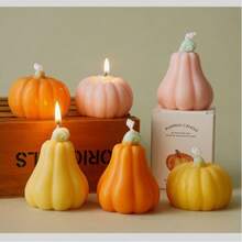 1 pièce Bougies en forme de citrouille de Thanksgiving aux parfums automnaux. Bougies chauffe-plat à la citrouille pour la décoration de la maison. Bougie à la cire artisanale parfumée pour la chambre, la salle de bain ou les fêtes (6 options de couleurs, parfumées)