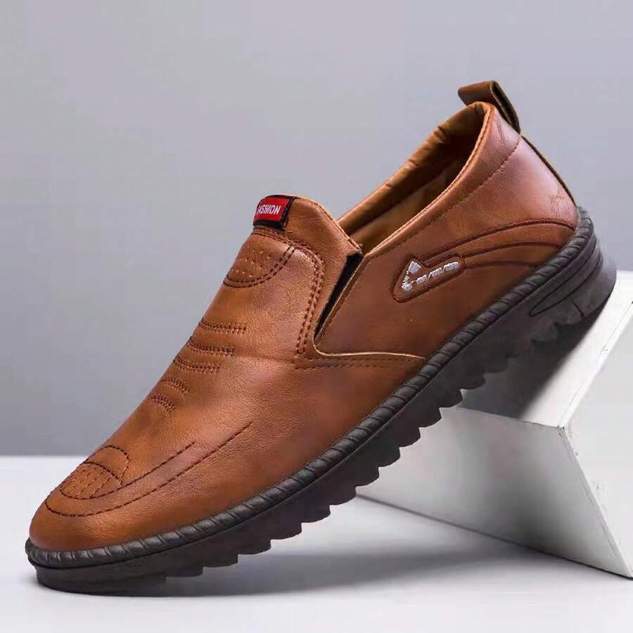 Zapatos para hombre, nueva suela blanda y cómoda, zapatos casuales para hombres con suela de goma, de fácil puesta - Marrón - Ver 1