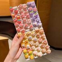80pcs Niñas Dulce Dibujos Animados Flores Donas Pastel Decoración Lazos para el Cabello Conjuntos de Bandas para el Cabello, Elección ideal para Regalos - 80 Piezas de Colores de Caramelo - Ver 9