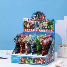 Disney 48pcs Disney Marvel Authorized Back-To-School Avengers Press Pen - Mech Style Acrylic Hero Badge Clip With 0.5mm Combat-Grade Ink, Superhero Power Boost Stationery Set, Epic Gift For Boys (Achievement Unlocked Writing )