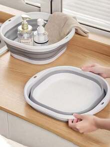 1pc-Folding Basin,Wrist Strap,Wash Basin,Vegetable Basin, Foot Basin, Easy To Clean, Lightweight And Retractable, Suitable For Home, Dormitory And Outdoor Camping Travel. Used For Camping Sinks And Home Laundry Basins, Buckets, Water Containers , Fruit And Vegetable Wash Basin, Cleaning Supplies - Thickened Plastic Folding Foot Basin And Wash Basin - Essential Back To School Supplies. Folding Basin Set,Collapsible,Bucket,Wash - Multicolor - View 2