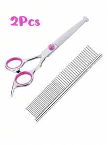 Professional Pet Grooming Scissors Set With Safety Round Tips, Stainless Steel Dog/Cat Shears, Thinning Scissors, Curved Scissors And Comb