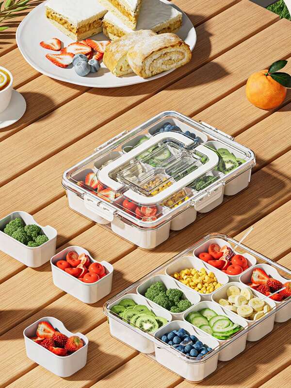 1pc Portable Fresh Food Storage Box, Outdoor Camping Picnic Food Container, Convenient Lunch Box & Mini Cooler