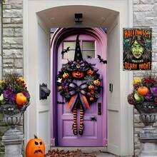 1 件万圣节锡标牌 - 女巫骑扫帚金属墙饰，鬼屋、门廊、农舍的复古万圣节装饰 - 哥特式巫术月亮和星星设计，带有裂纹漆的质朴铁牌 - 12x8 英寸怪异悬挂装饰 - 彩色 - 查看 4