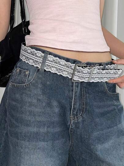 1件装时尚百搭蕾丝腰带，女士裙装牛仔裤配饰腰带，适合秋季、万圣节等场合