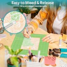 优质 6 件套 12x12 英寸雕刻机切割垫，具有 4 种粘度 - 高精度防滑垫，适用于激光雕刻、乙烯基切割和工艺品 - 耐用、自愈表面，保护工作台 - 网状粘合防滑切割垫，适用于工艺品、绗缝、缝纫、剪贴簿和所有艺术，非常适合 DIY 工艺品和纸雕，保护您的工作表面 - 綠色 - 查看 7