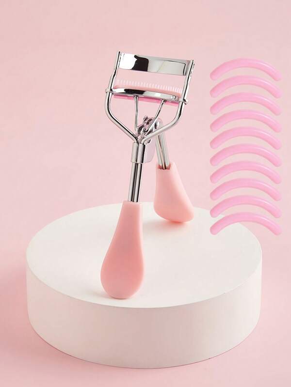 Wimpernzange mit Kamm, 10 Stück Silikonpads enthalten vegane Make-up-Tools, professionelle Wimpernzange, geeignet für alle Augenformen, einfach und sicher lang anhaltenden Schwung erzielen, Make-up, günstig, Raumdekoration, Schminktisch, Reise, Schlafzimmer, Make-up-Accessoires, Wimpernzange